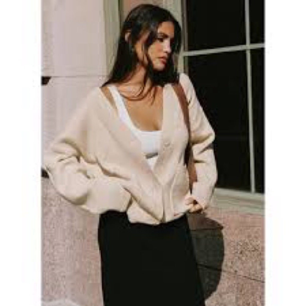 Princess Polly Cream Button-Up Cardigan